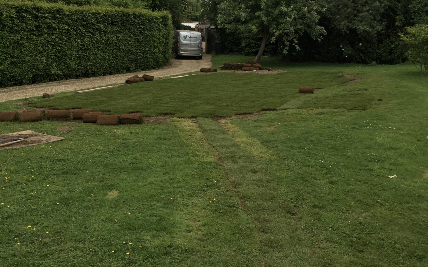 Exterior works swimming pool returned to lawn