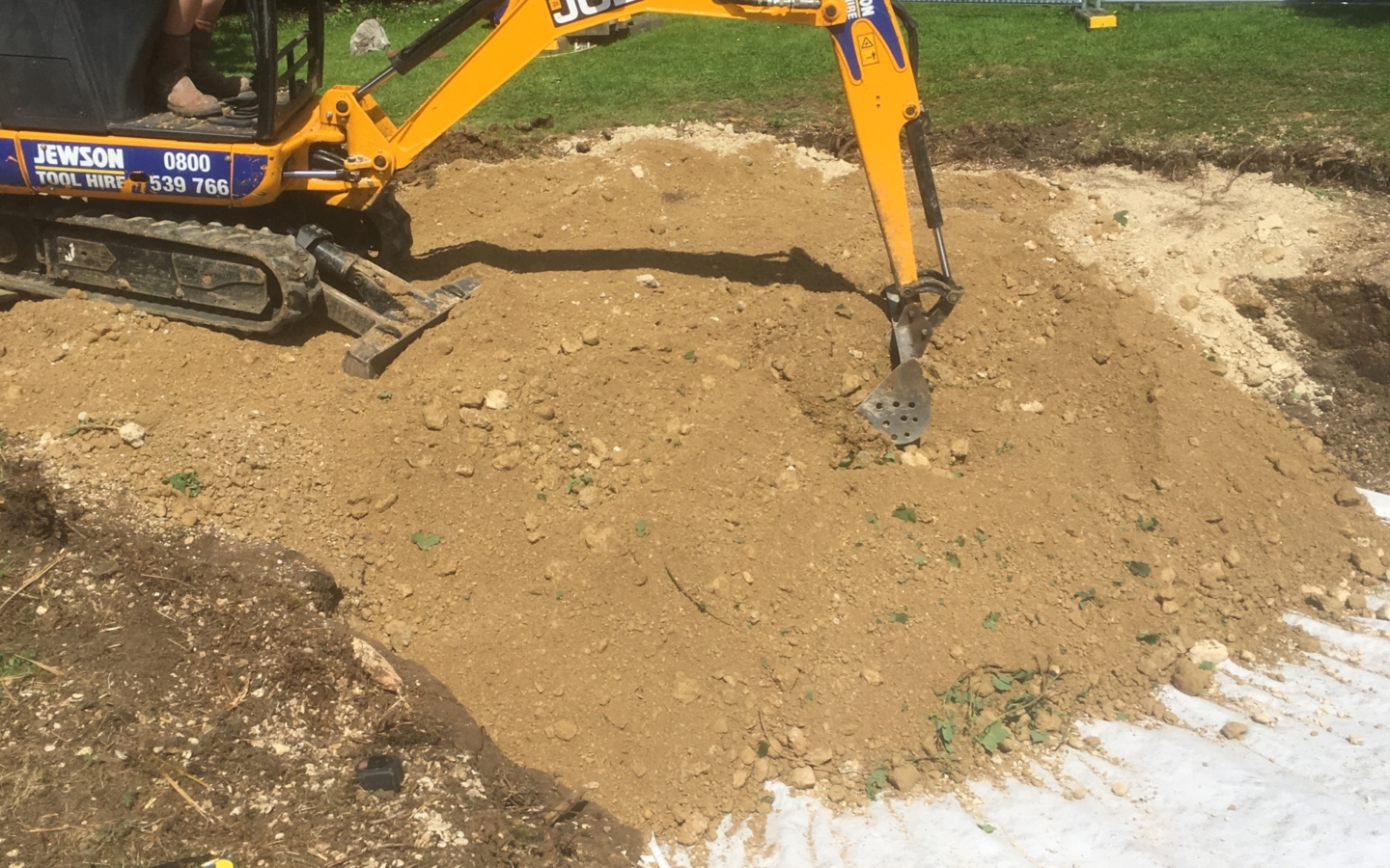 Exterior works swimming pool returned to lawn