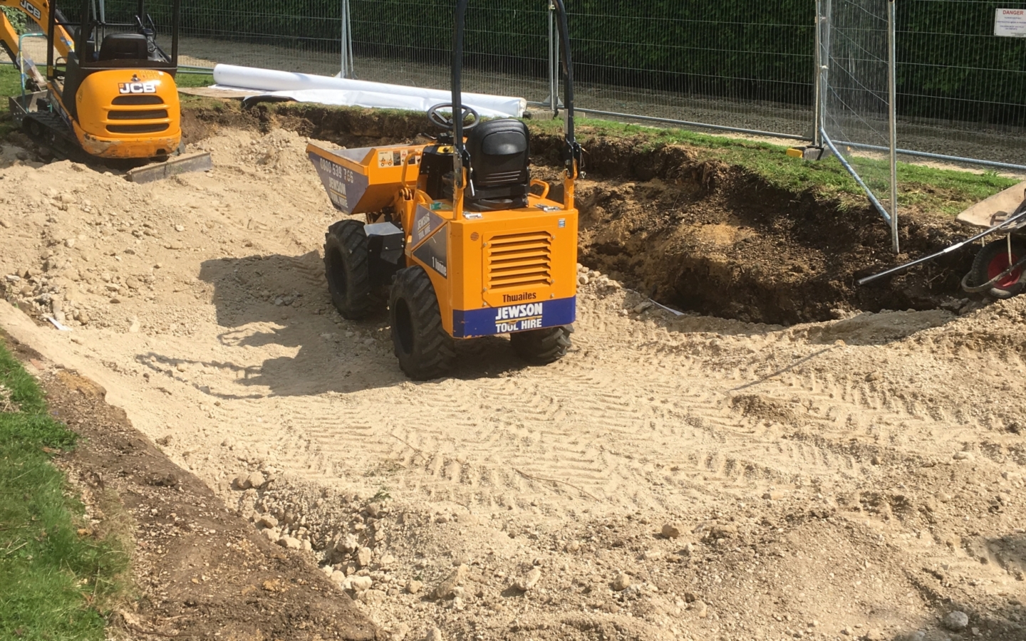 Exterior works swimming pool returned to lawn