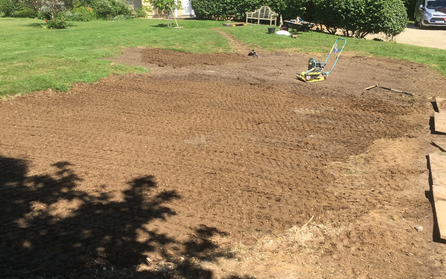 Exterior works swimming pool returned to lawn