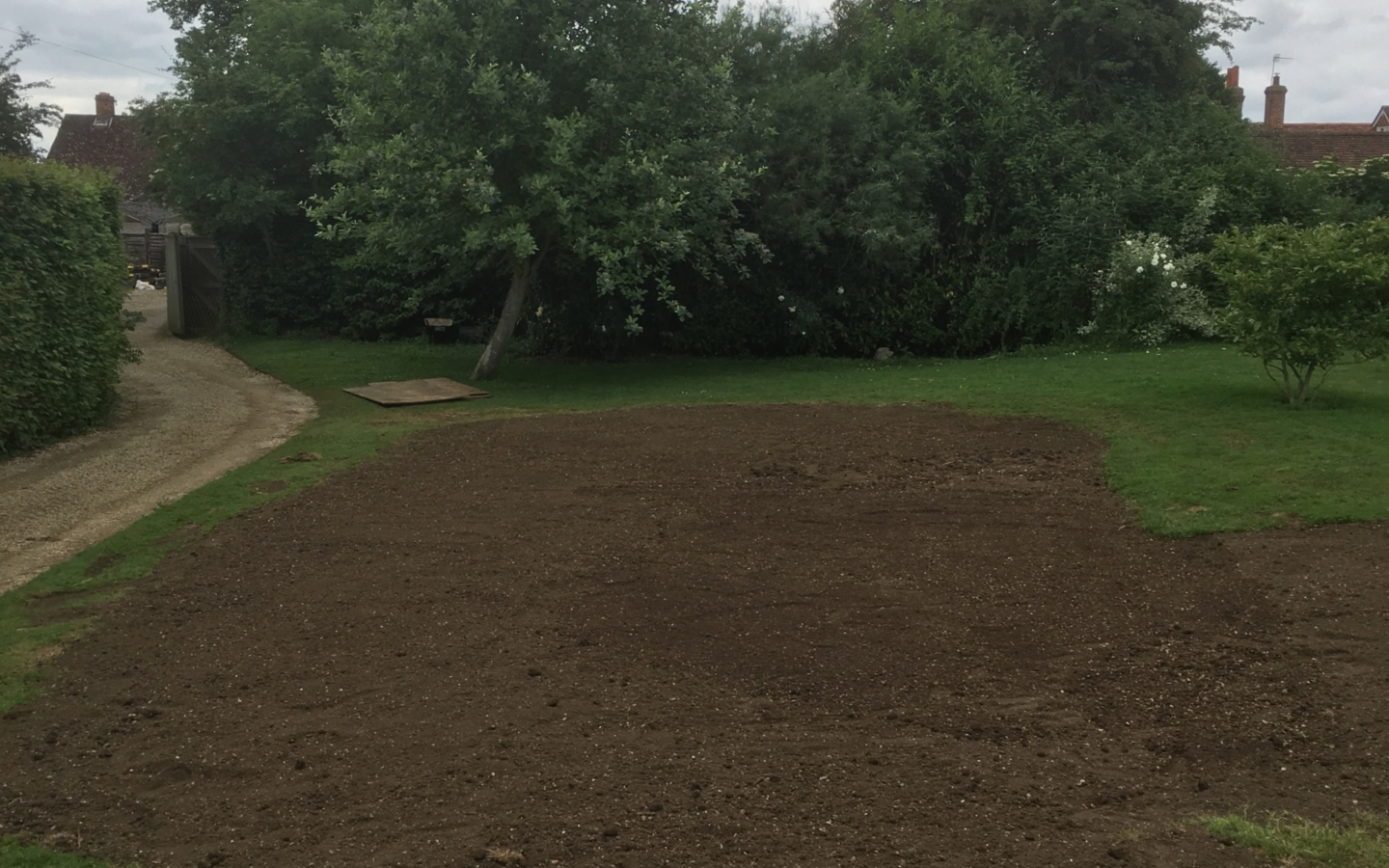 Exterior works swimming pool returned to lawn