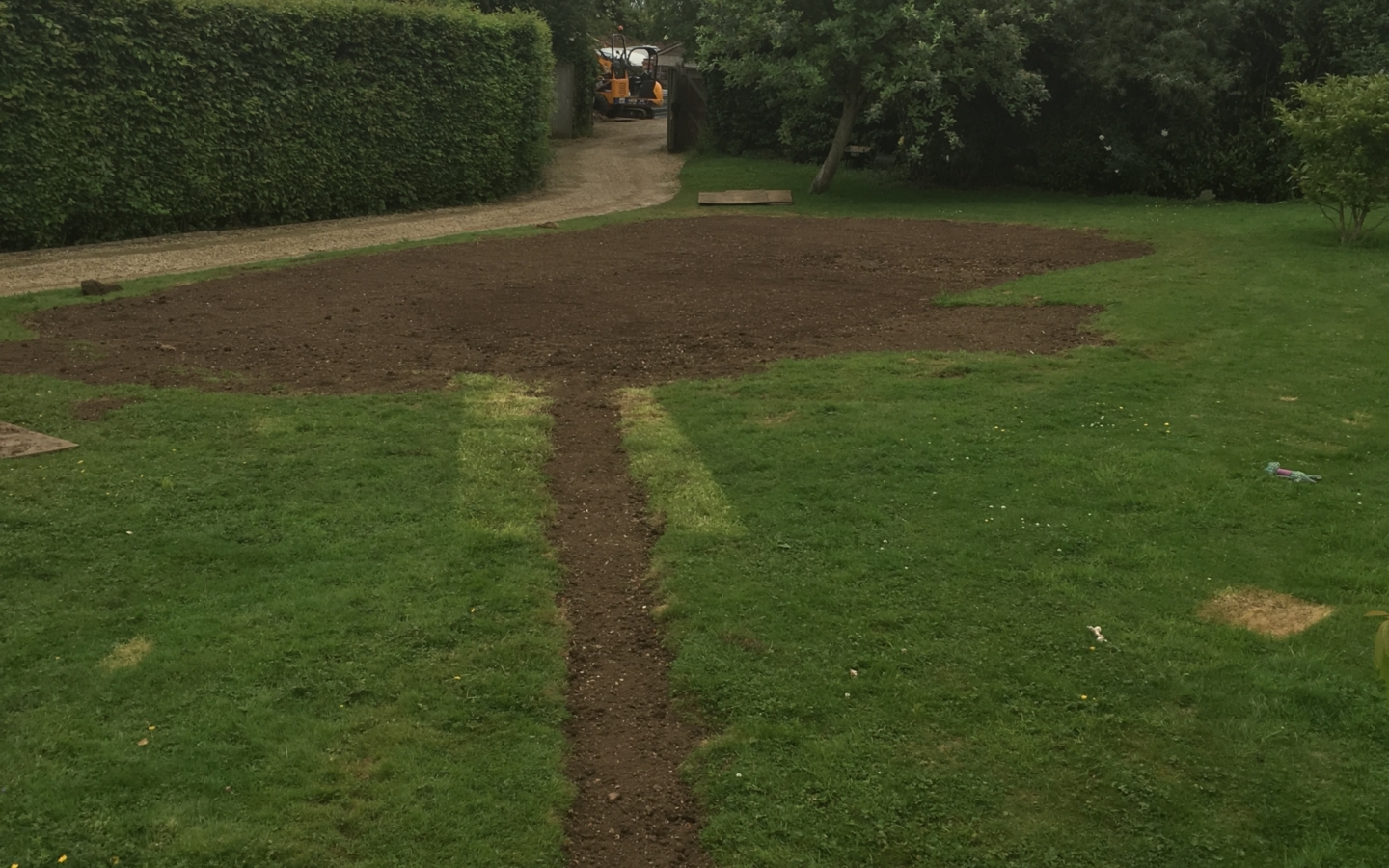 Exterior works swimming pool returned to lawn