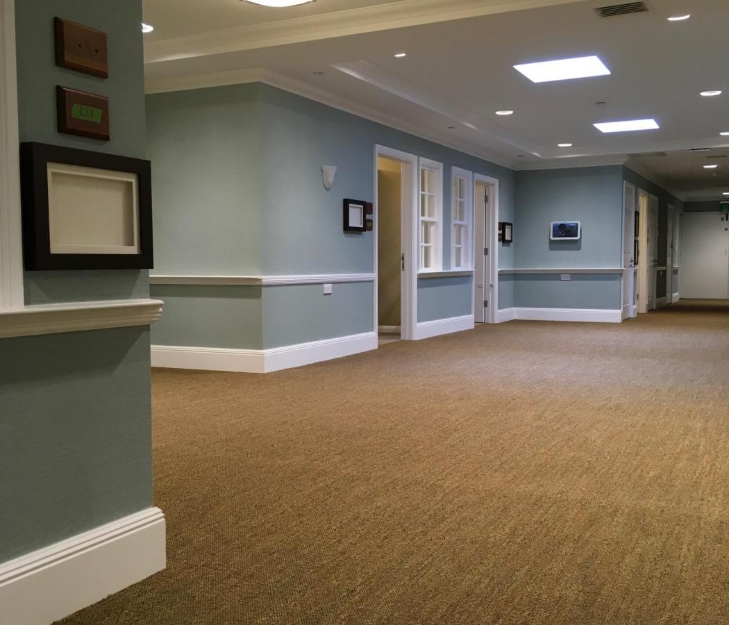 Circulation hallway from care home interior refurbishment